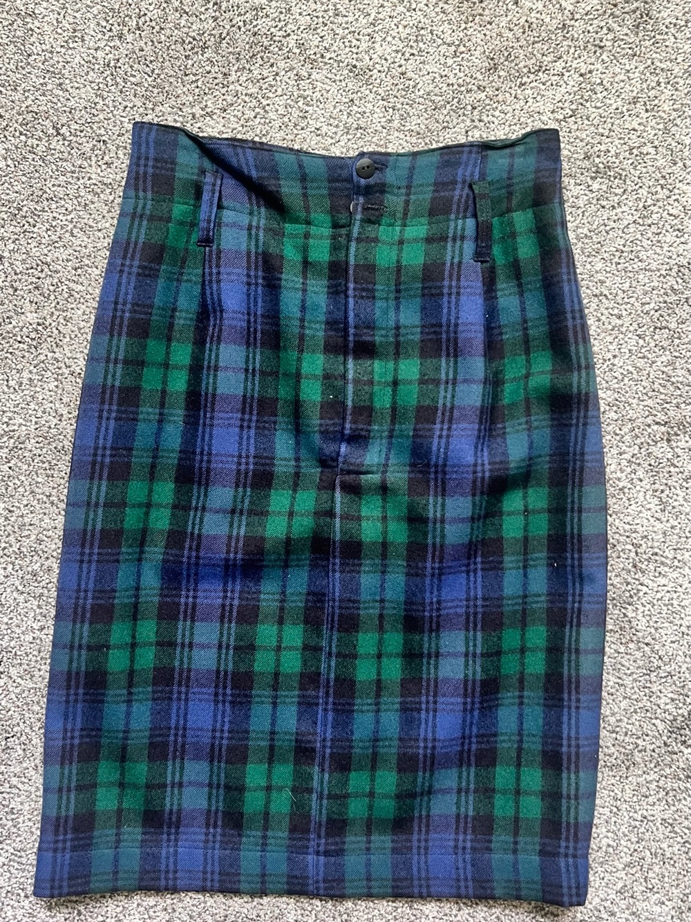 Plaid Pencil Skirt in Blue and Green